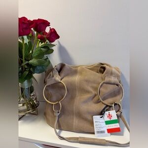 italian suede leather brown hobo / tote / slouchy bag / purse/ tik tok famous